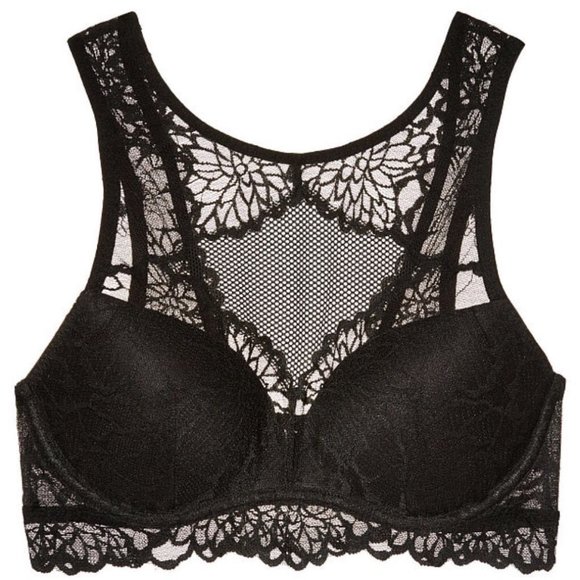Victoria’s Secret PINK Black Lace Padded Bralette - Size Small - Picture 1 of 7
